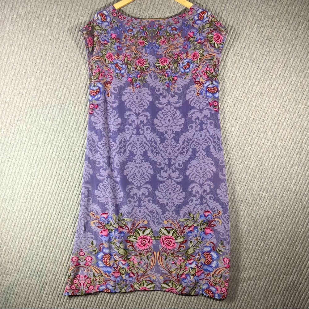 Sundance S Impressions Dress Short Sleeve Knee Length Purple Floral‎ - Picture 2 of 9